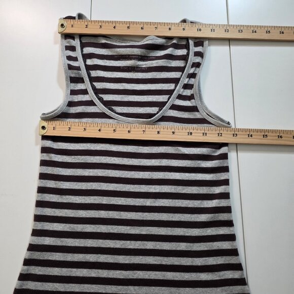 EDC by Esprit Top Women XL Gray Brown Sleeveless Lace Trim Stripe V Neck Y2K VTG - Picture 4 of 13